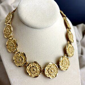 Maresca chunky floral goldtone collar necklace